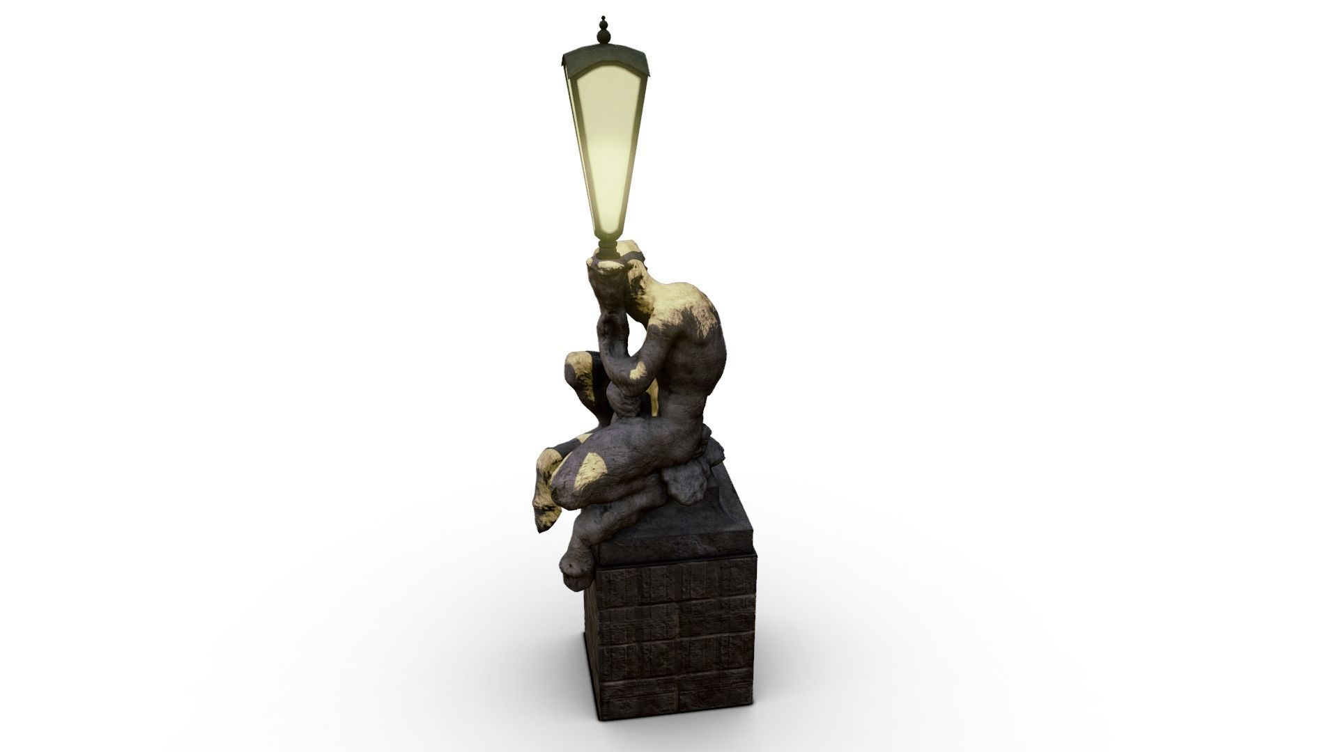 Faun with a Lamp Statue Free low-poly 3D model_2