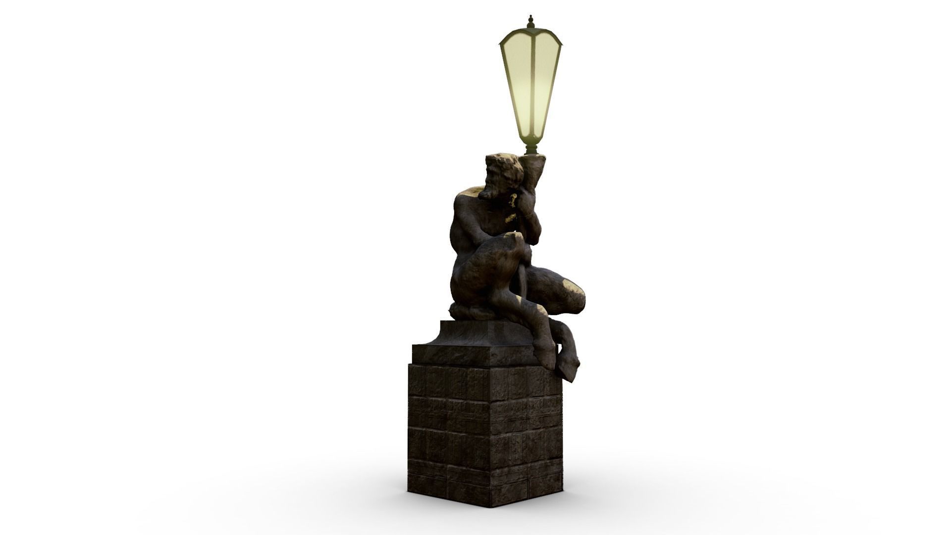 Faun with a Lamp Statue Free low-poly 3D model_3