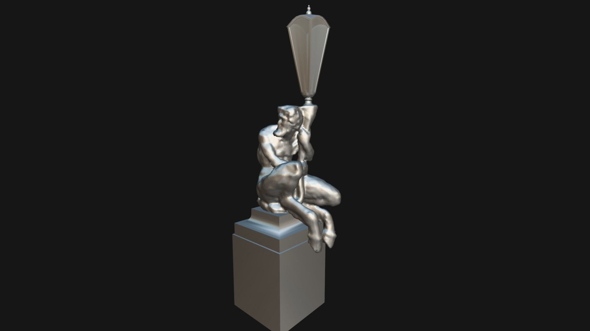 Faun with a Lamp Statue Free low-poly 3D model_7