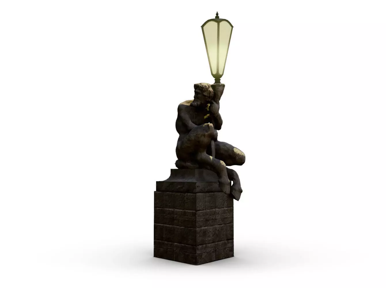 Faun with a Lamp Statue Free low-poly 3D model_0