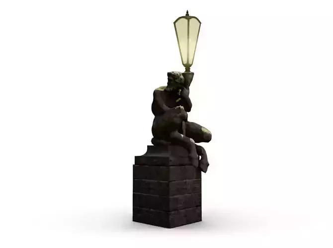 Faun with a Lamp Statue Low-poly 3D model