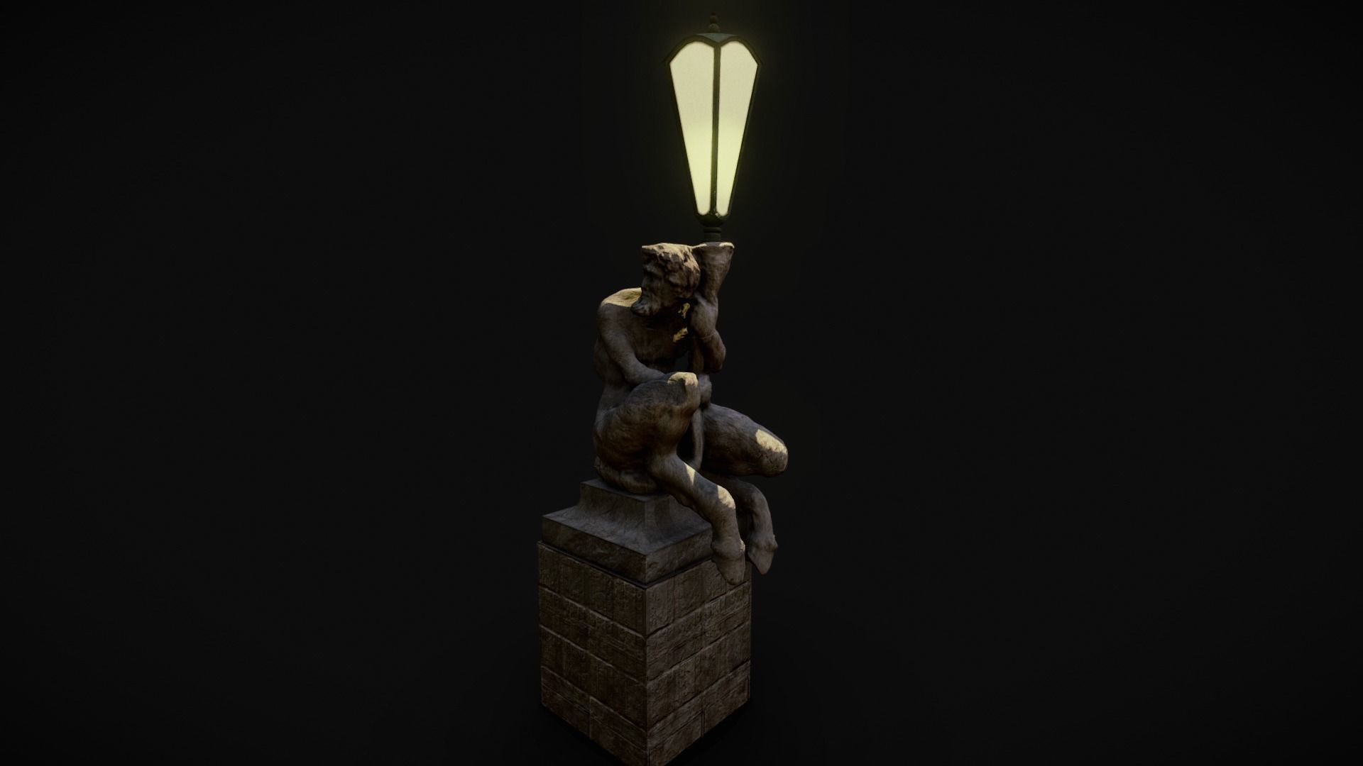 Faun with a Lamp Statue Free low-poly 3D model_6