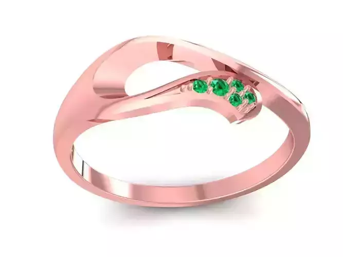 Elegant Twisted Emerald Accent Women Ring 3021