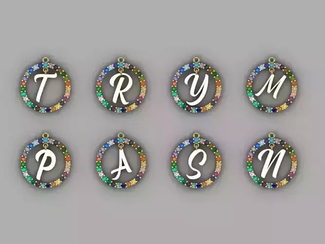  Letters pendants Low-poly 3D model