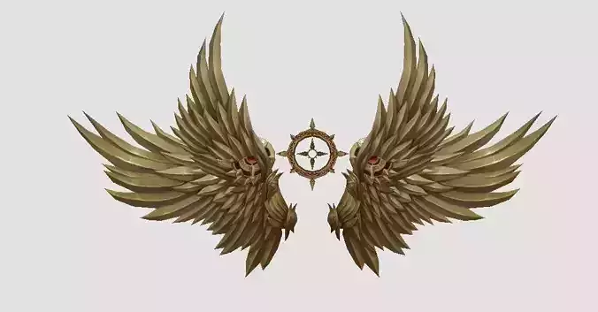 Golden Angel Wing Low-poly 3D model