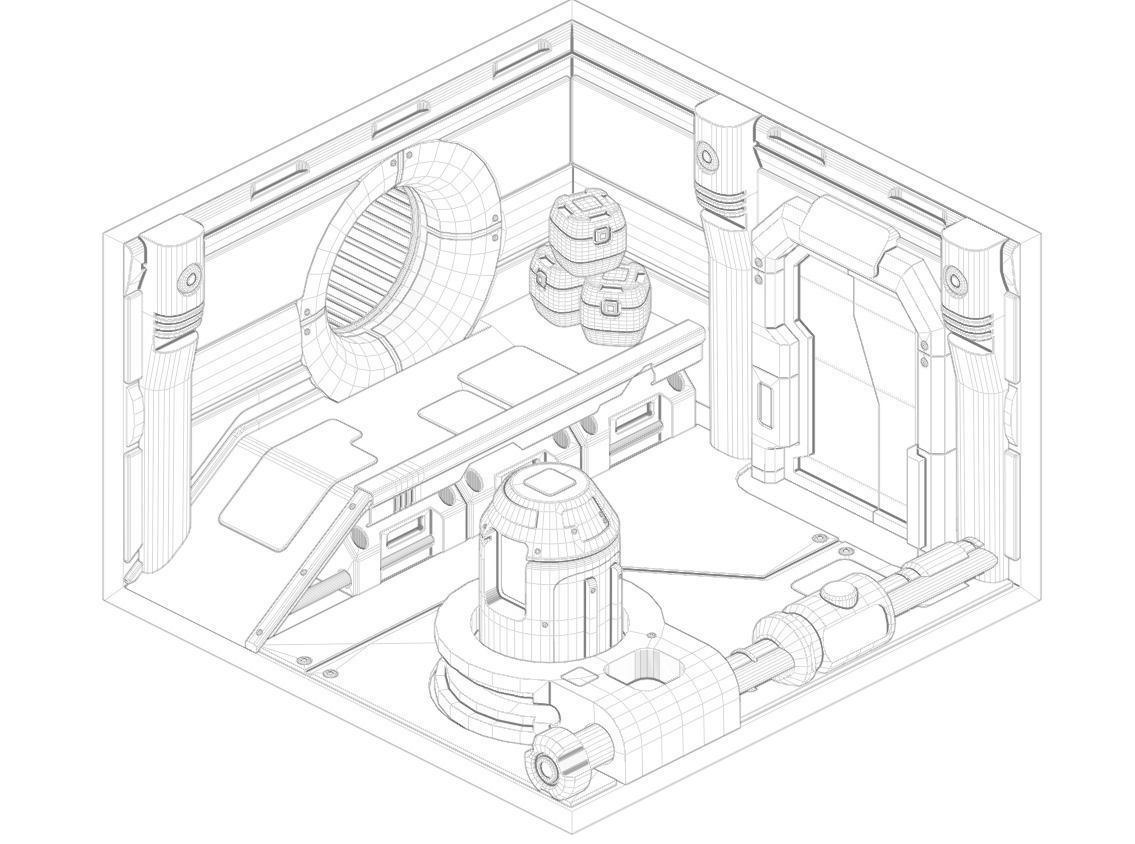 low poly Gameasset5 interior of futuristic spaceship Low-poly 3D model_8