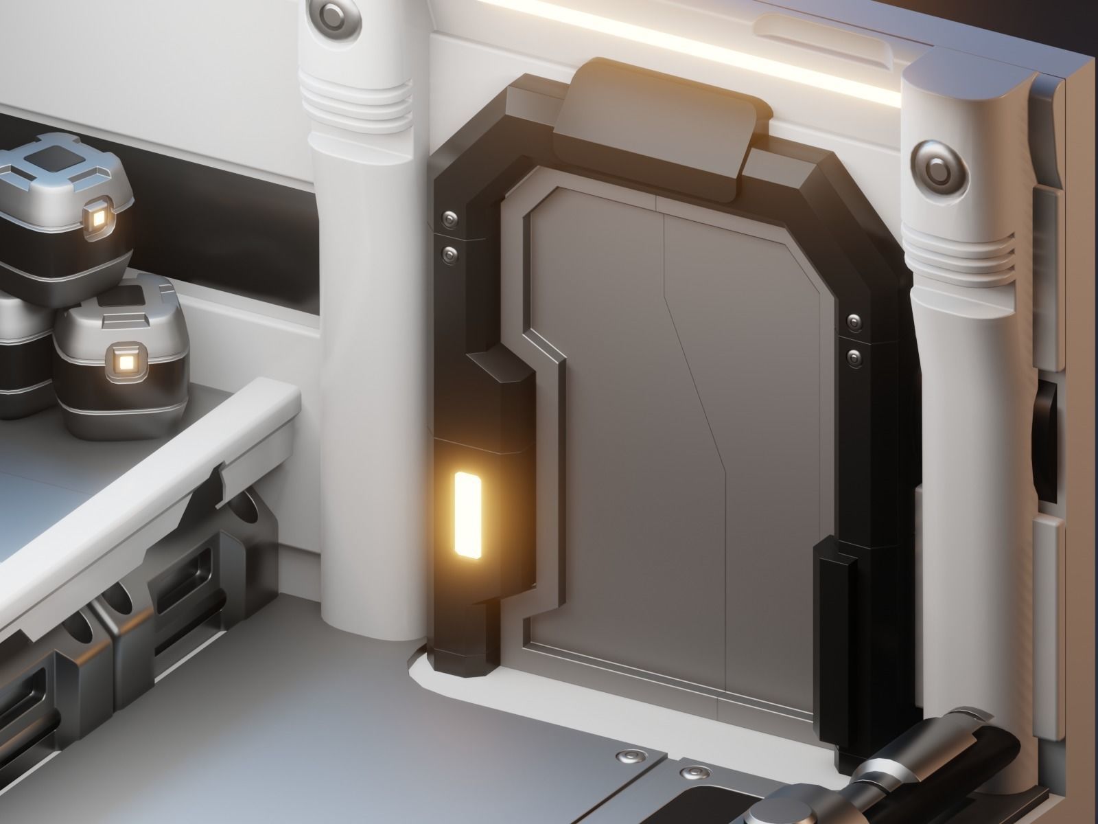 low poly Gameasset5 interior of futuristic spaceship Low-poly 3D model_4