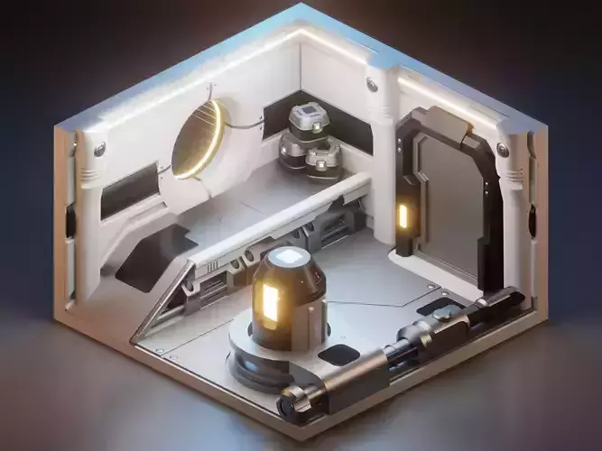 low poly Gameasset5 interior of futuristic spaceship Low-poly 3D model