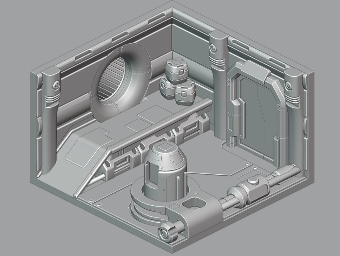 low poly Gameasset5 interior of futuristic spaceship Low-poly 3D model_7