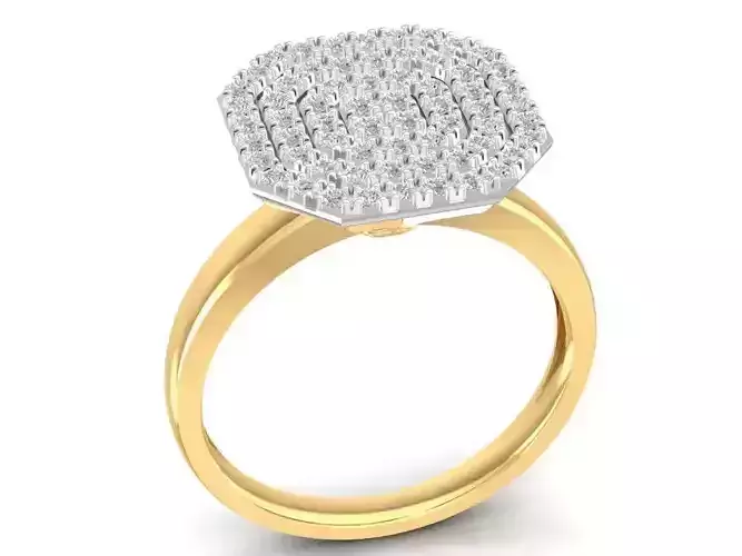 Luxury Square Cluster Diamond Ring 3D Model 3022