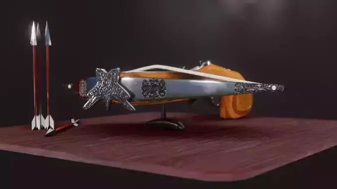 Well Designed Crossbow with hand-painted patterns PBR game ready