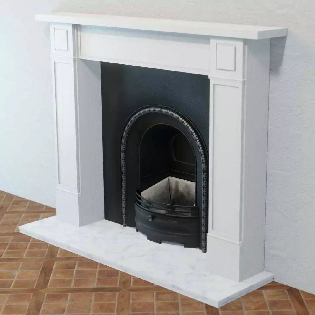 Fireplace Cast Iron Black with surround and 4K texture 3D model