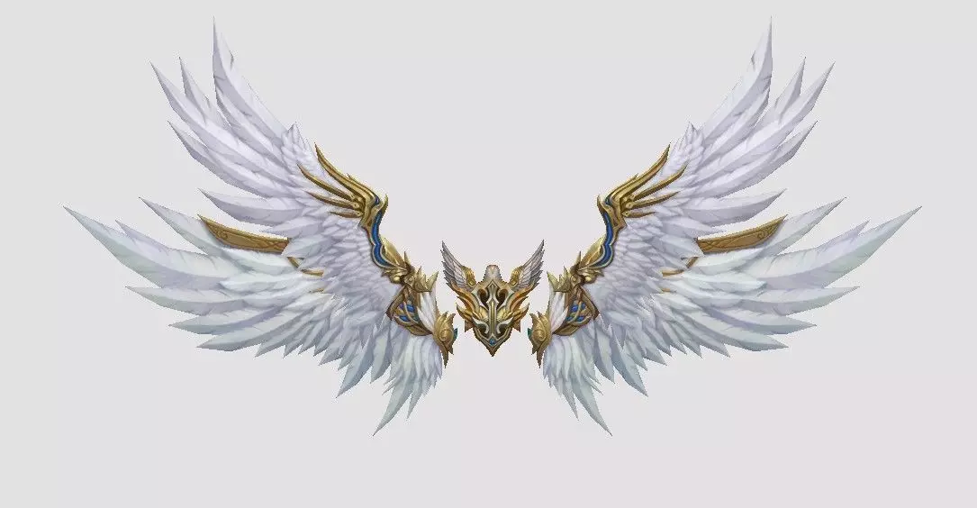 Golden Angel Wing Low-poly 3D model_0