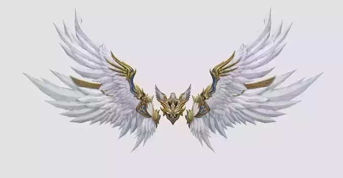 Golden Angel Wing Low-poly 3D model