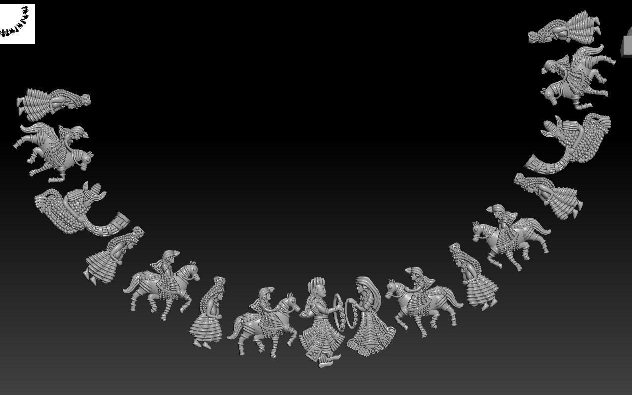 wedding necklace set south stylish rhino matrix zbrush   3D print model_2