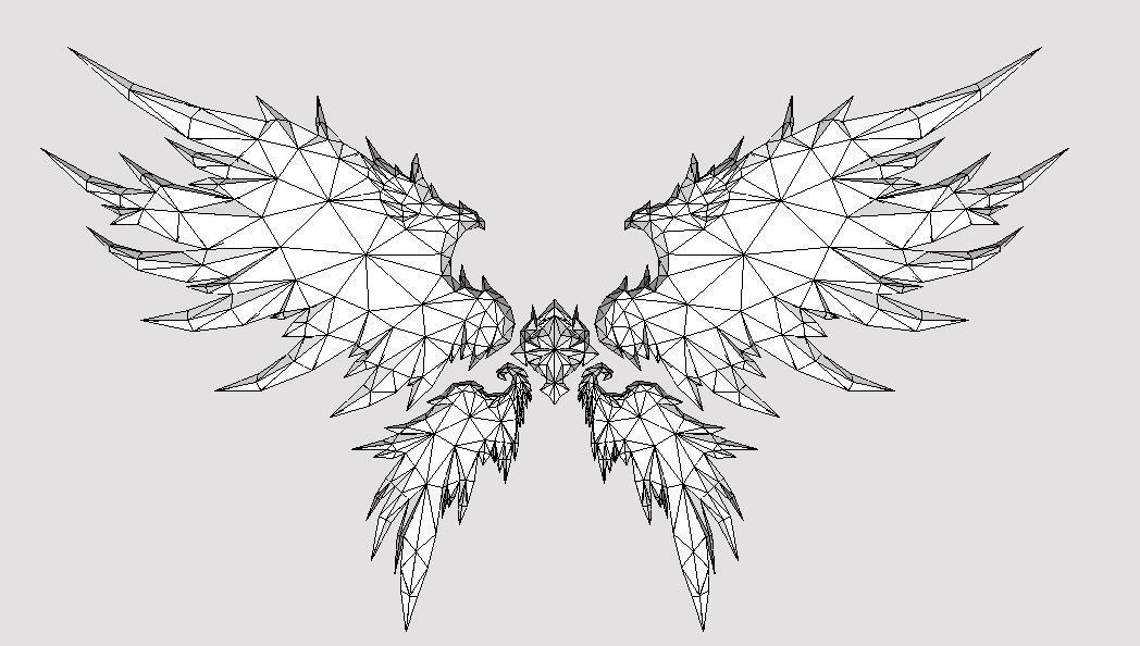 Blue Royal Wing Low-poly 3D model_9