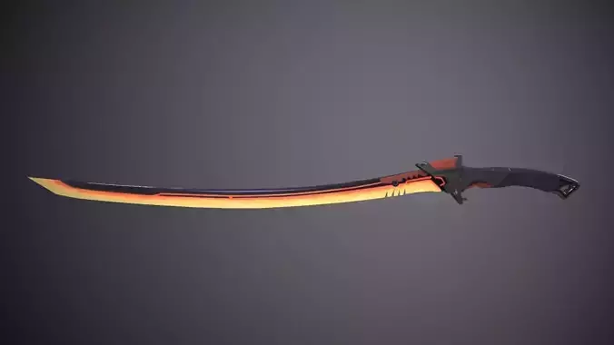 Sci-fi-Katana sword with orange handle