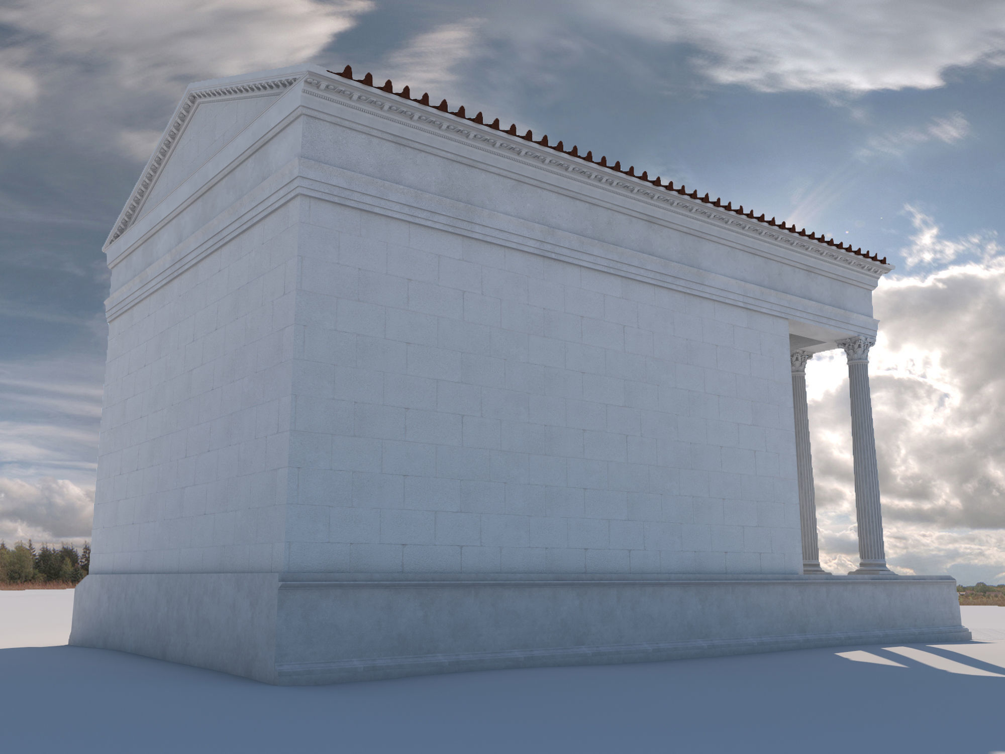 Roman temple Low-poly 3D model_6