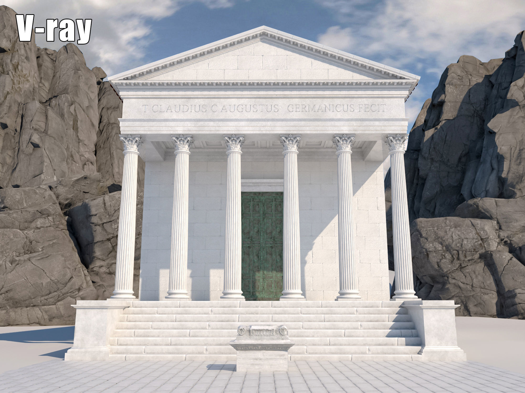 Roman temple Low-poly 3D model_29