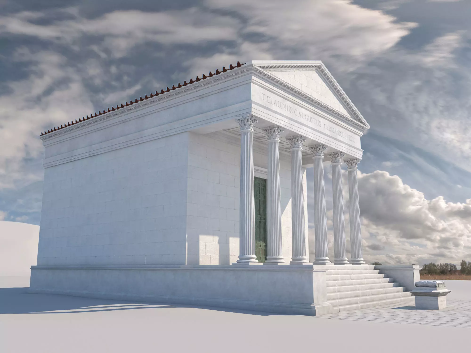 Roman temple Low-poly 3D model_0