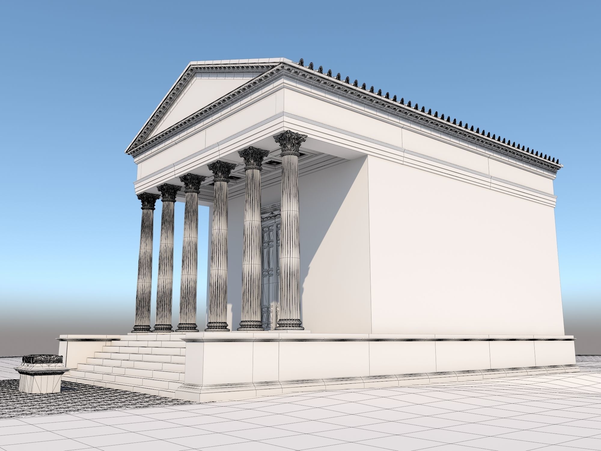 Roman temple Low-poly 3D model_25