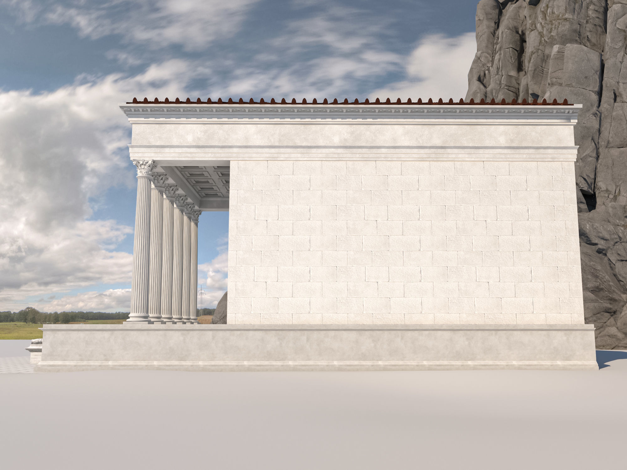 Roman temple Low-poly 3D model_3