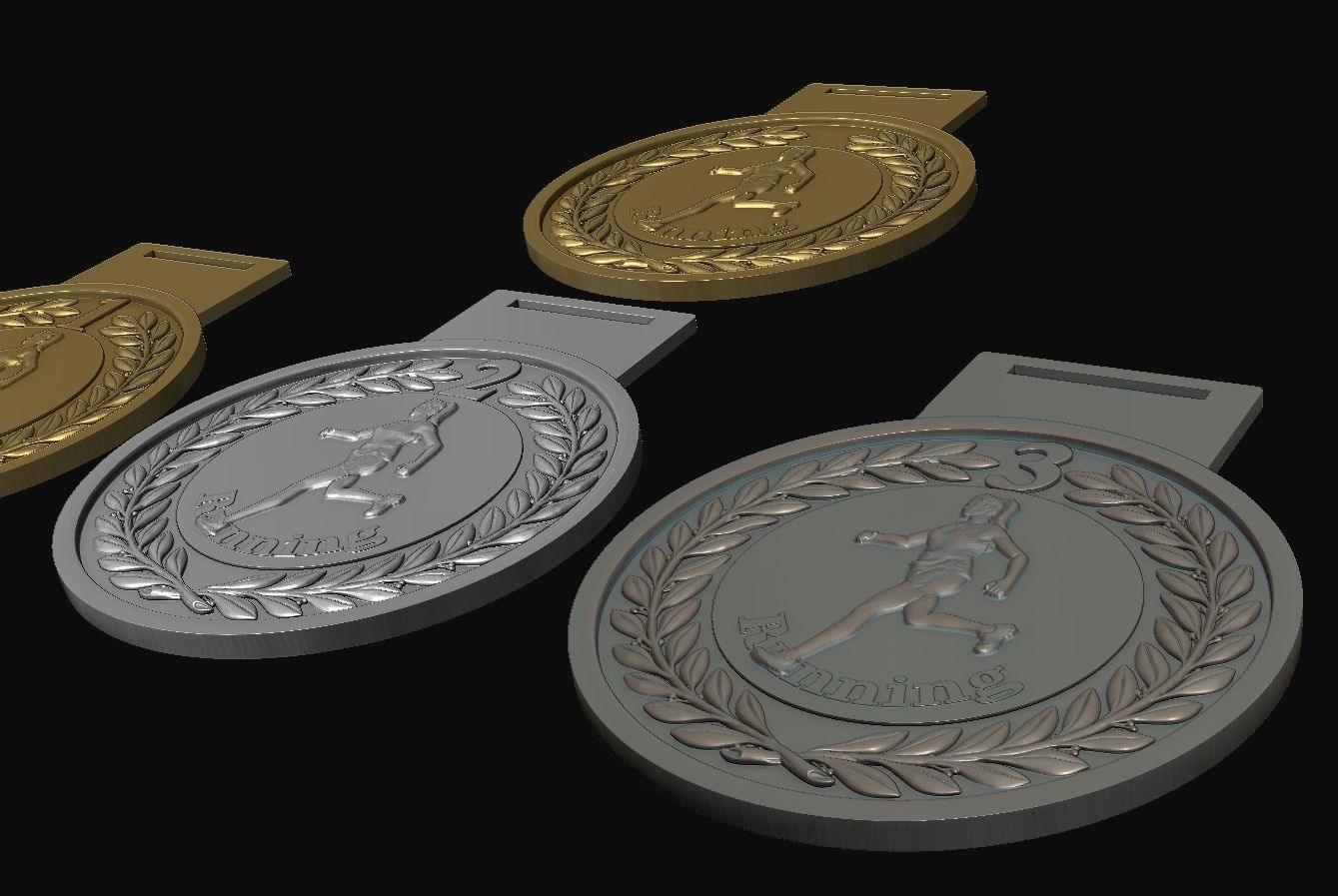 Women Running Award Medals 3D print model_3