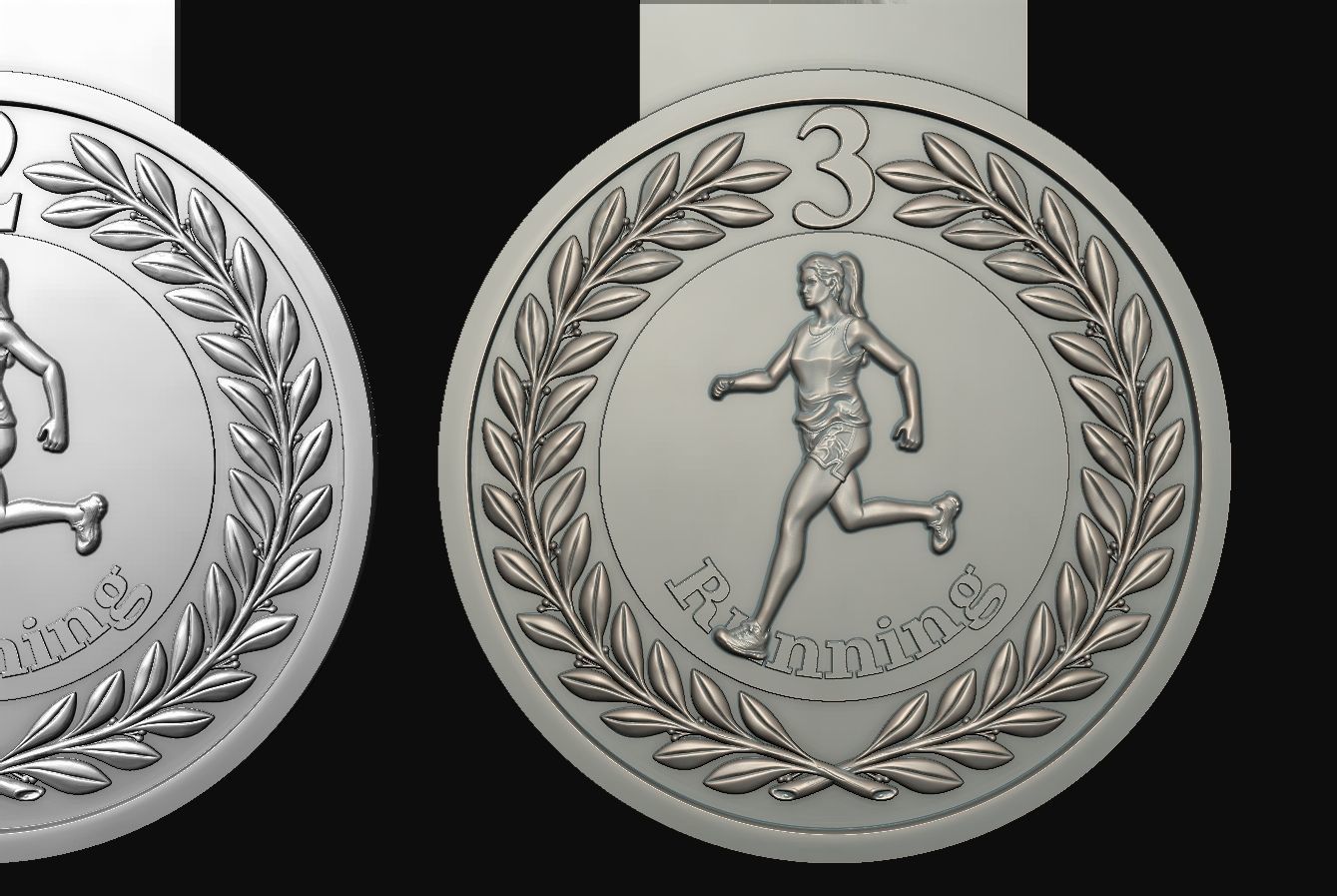 Women Running Award Medals 3D print model_6