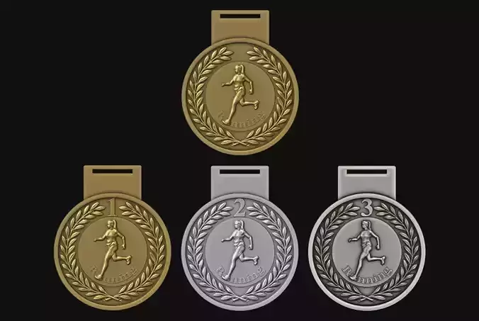 Women Running Award Medals 3D print model
