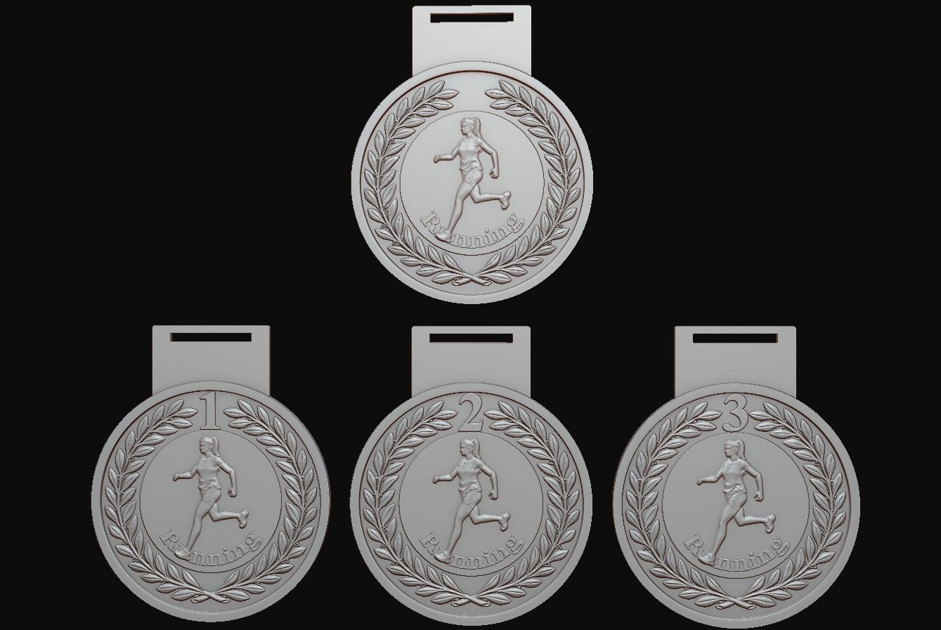 Women Running Award Medals 3D print model_8