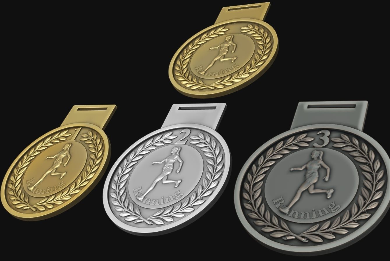 Women Running Award Medals 3D print model_2