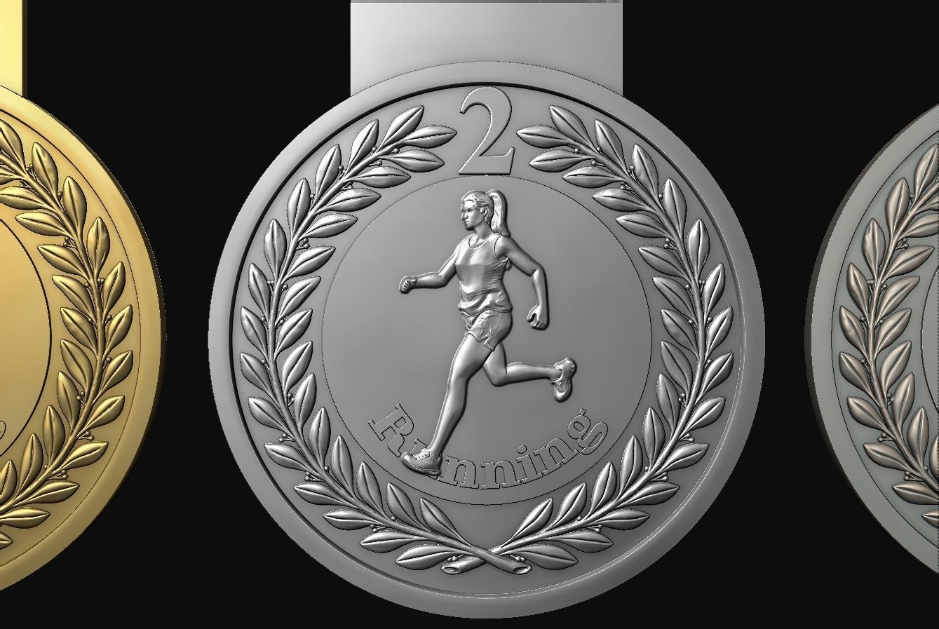 Women Running Award Medals 3D print model_4
