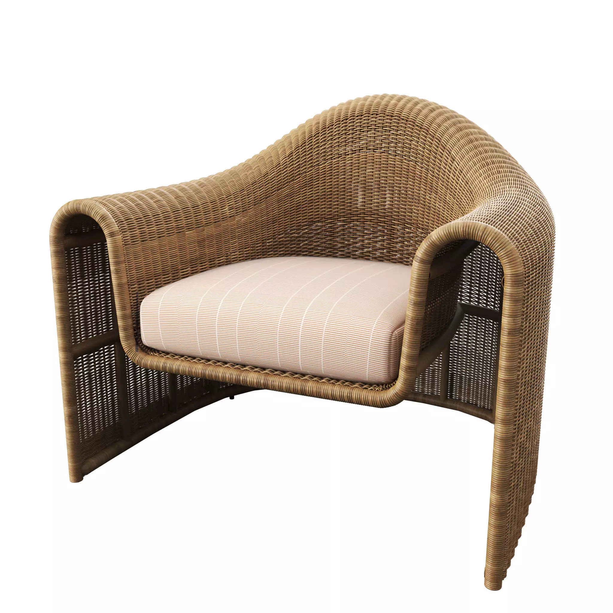 Simeon Outdoor Wicker Lounge Chair with Cushion 3D model