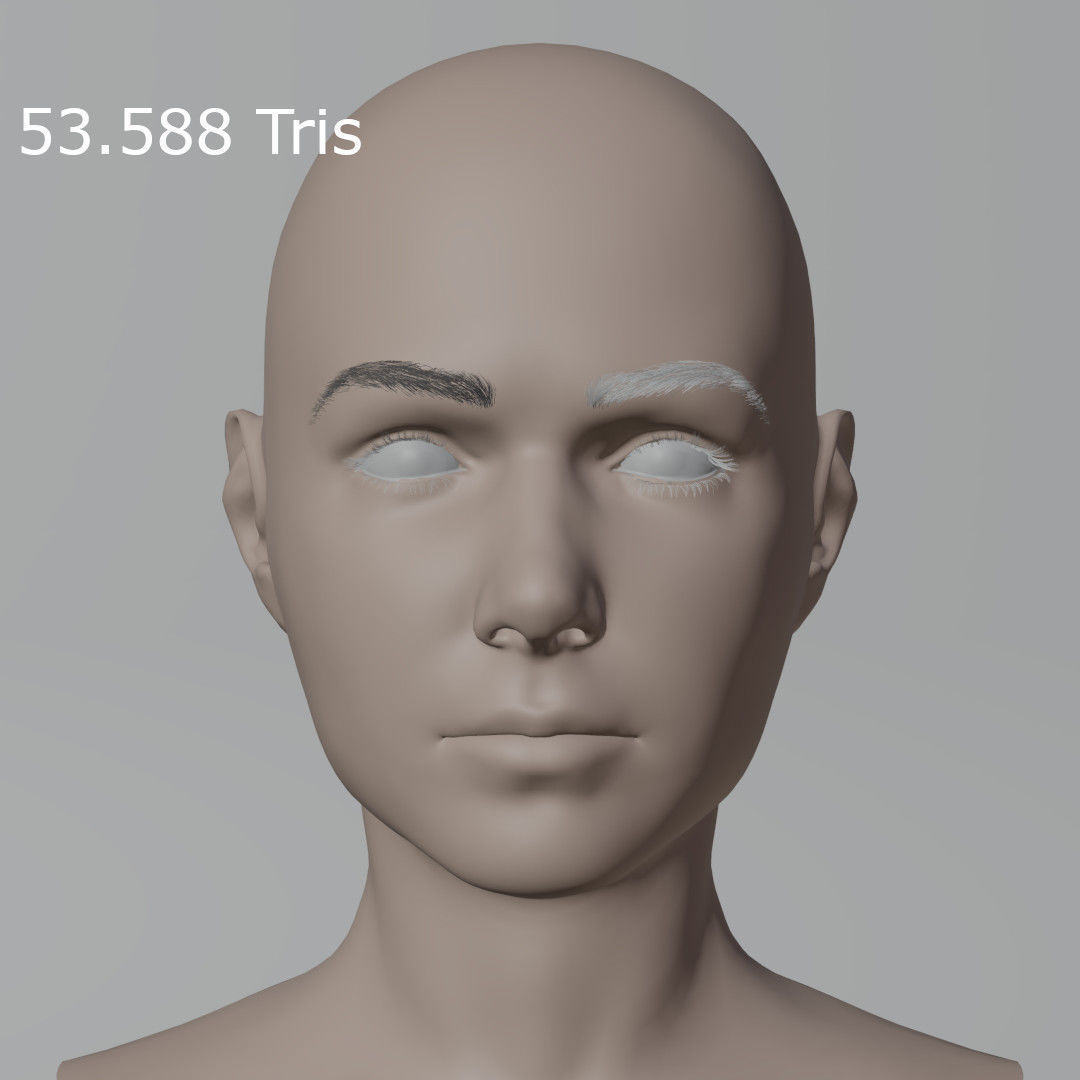 Young Female Head Low-poly 3D model_2