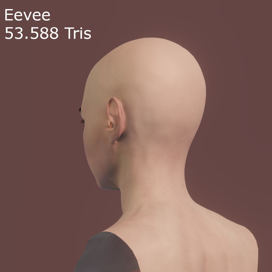 Young Female Head Low-poly 3D model_18