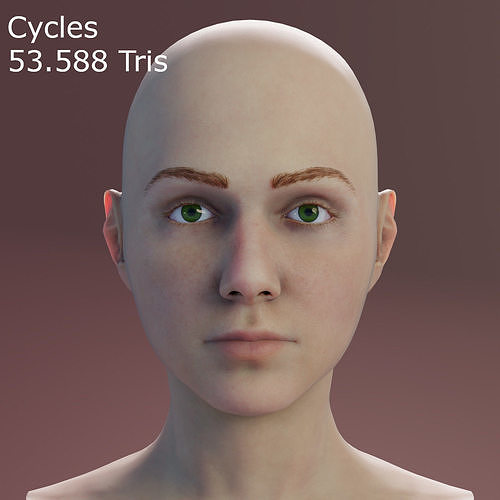 Young Female Head Low-poly 3D model