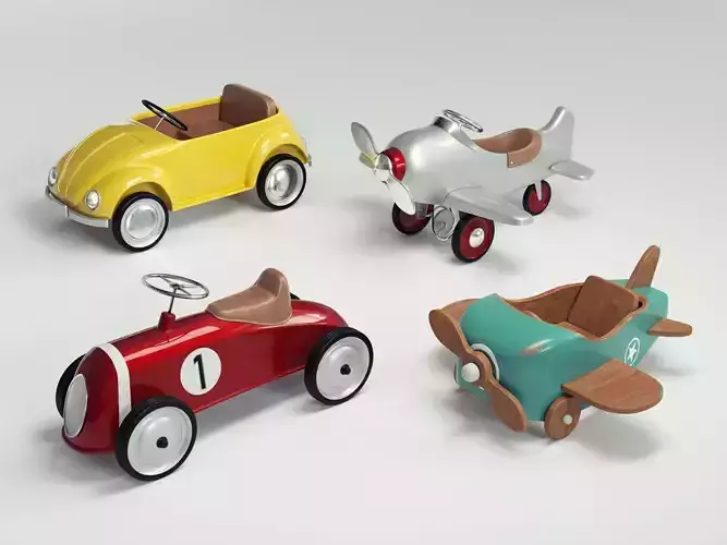 kids cars and planes vintage 3D model