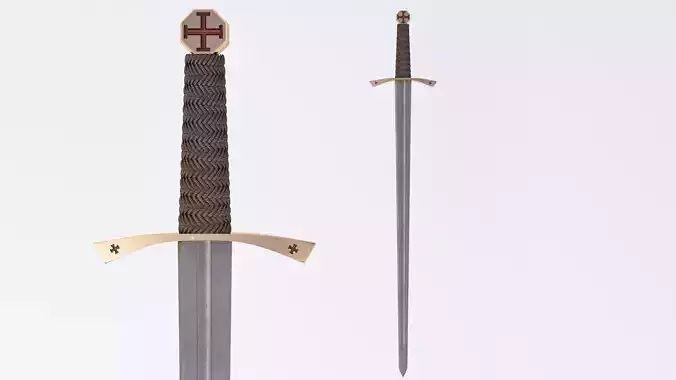 Medieval Templar Knight Crusader Sword 3D model Game Ready