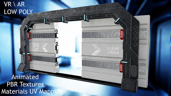 Scifi Space and Bunker doors 3D model PBR textures Low-poly 3D model