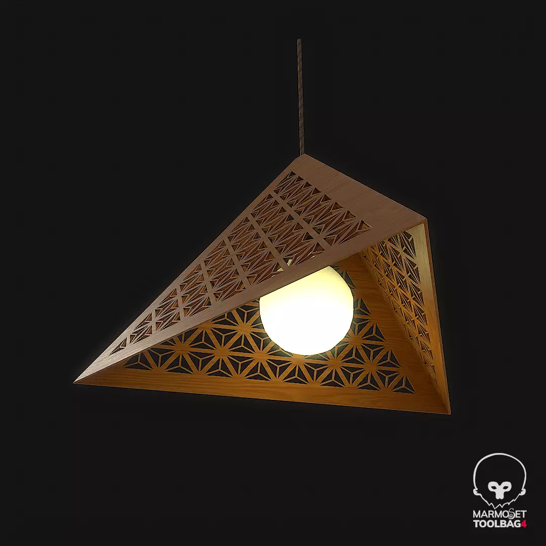 Japanese Kumiko Patterned Lamp Pbr Low-poly 3D model