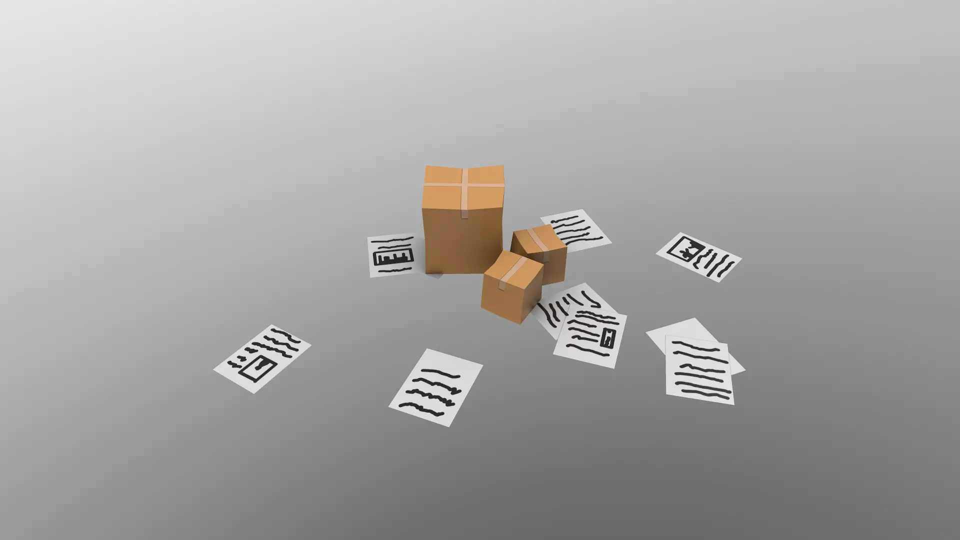 Papers and Boxes Free low-poly 3D model