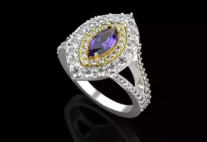 ring with marquise and diamonds