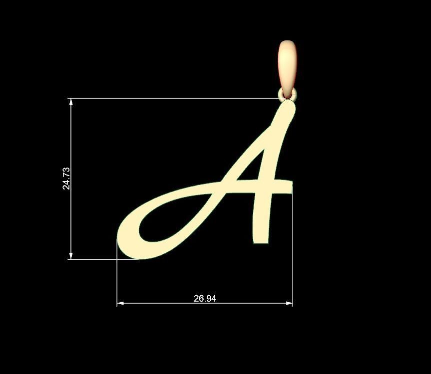 Initial Letters Pendant Marck A 3D print model_4