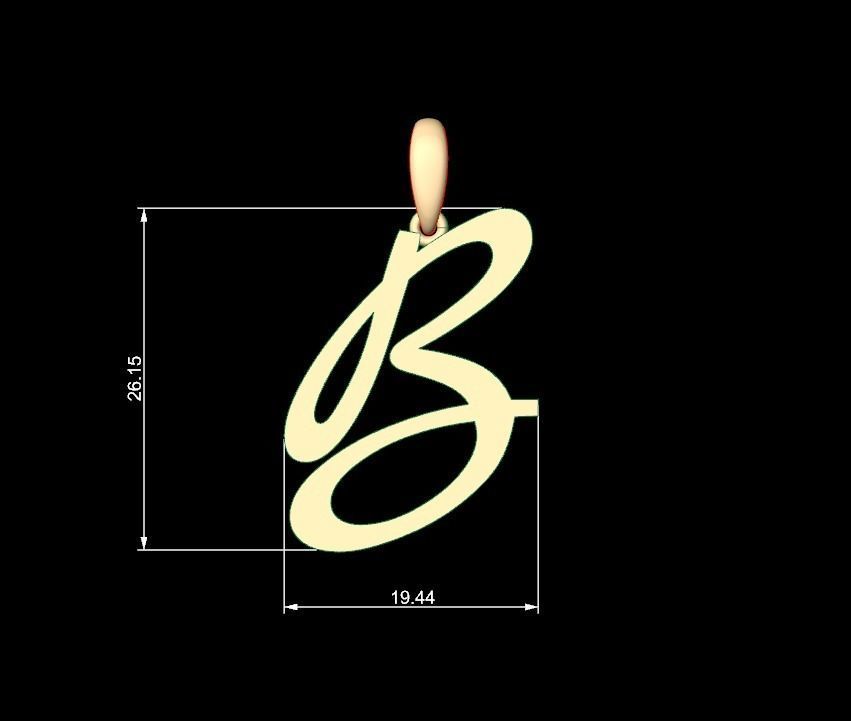 Initial Letters Pendant Marck B 3D print model_4