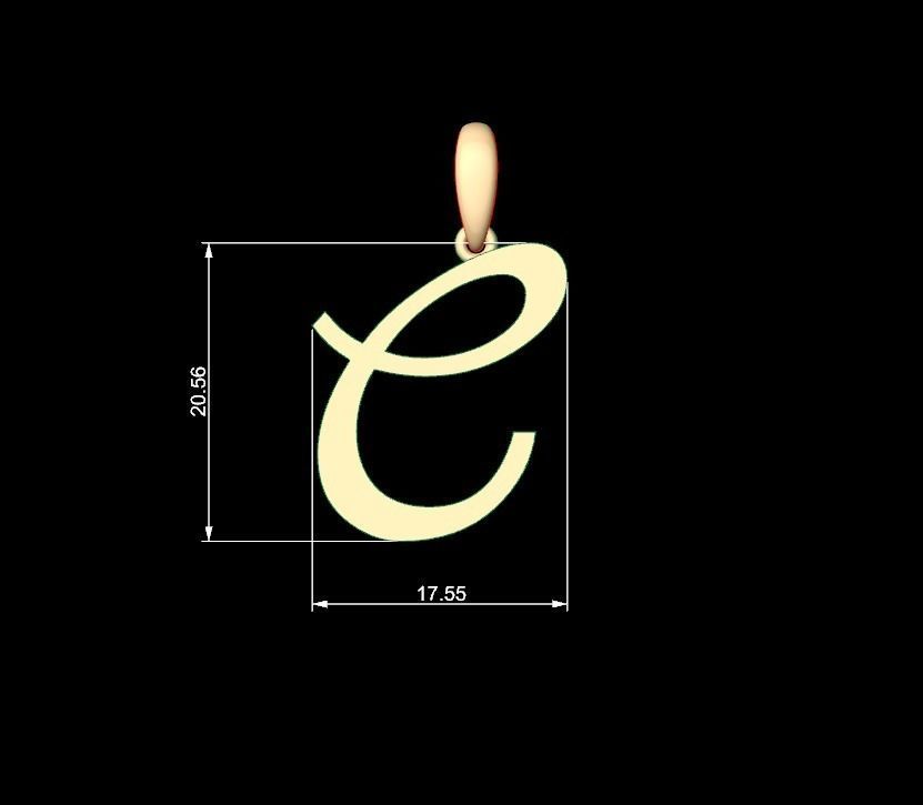 Initial Letters Pendant Marck C 3D print model_4