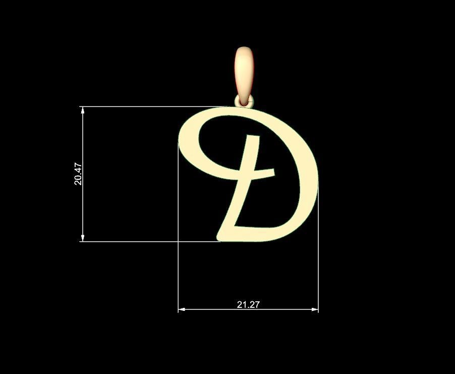 Initial Letters Pendant Marck D 3D print model_4