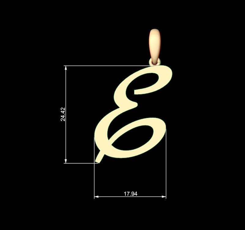Initial Letters Pendant Marck E 3D print model_4