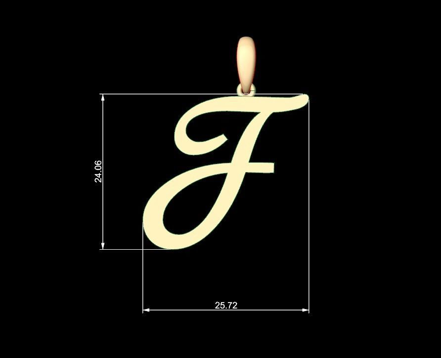 Initial Letters Pendant Marck F 3D print model_4