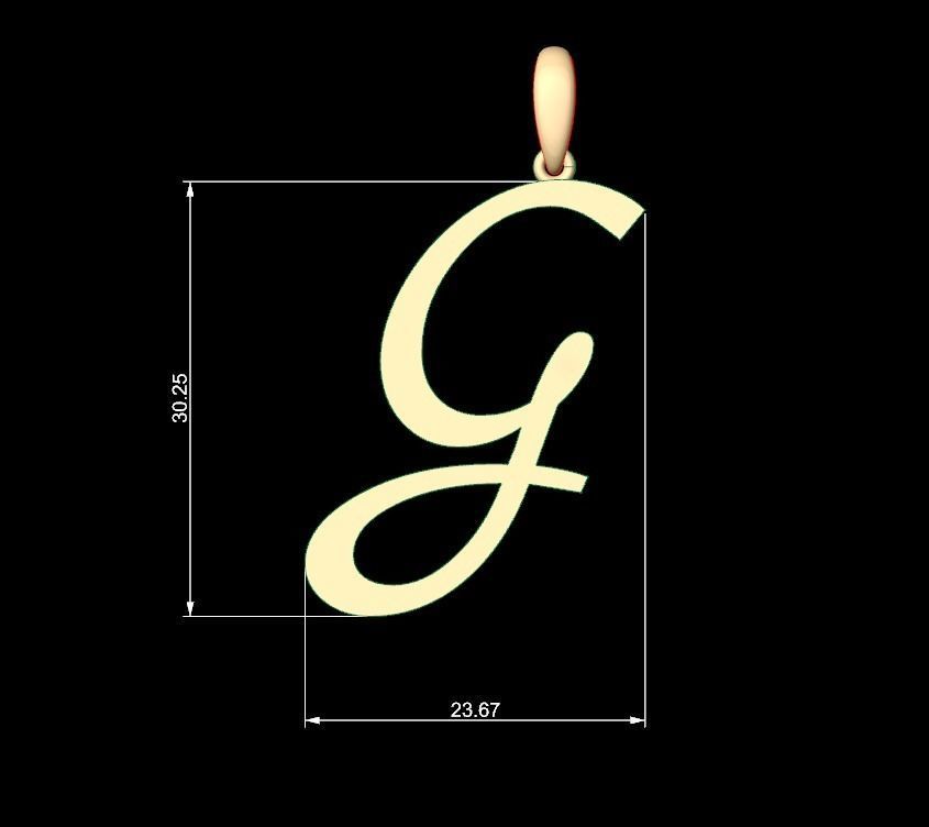 Initial Letters Pendant Marck G 3D print model_4