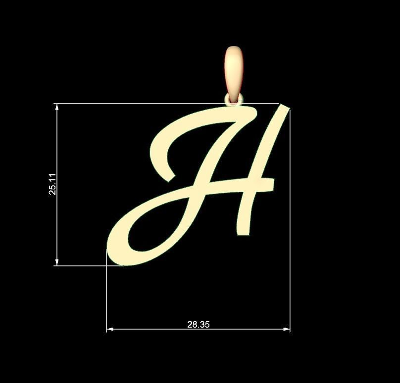 Initial Letters Pendant Marck H 3D print model_4